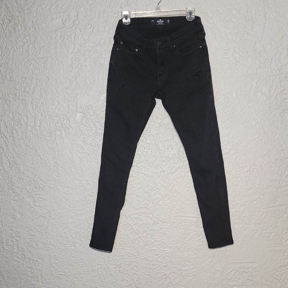 Hollister Super Skinny 29x32 Black Distresses Jeans